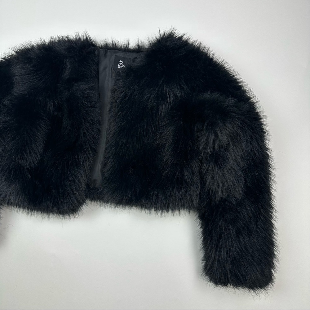 Art Class Plush Black Faux Fur Jacket Size Large - Picture 3 of 8